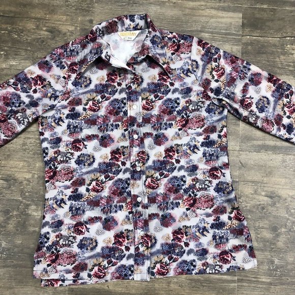 Vintage Kokobay‎ By Eccobay Polyester Button Up Shirt Floral (NO SIZE TAG) - Picture 5 of 9